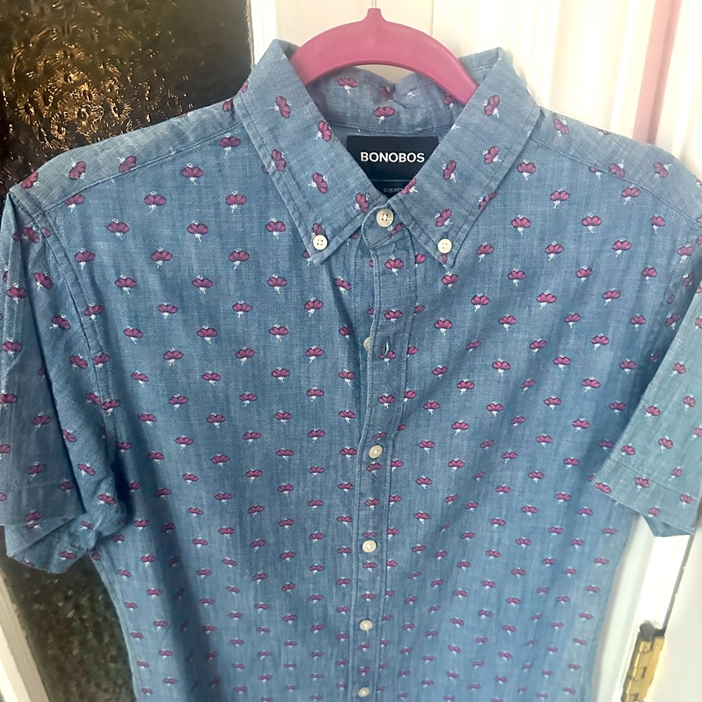Bonobos Chambray Shirt with Purple Accents